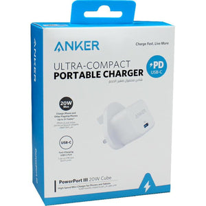 Anker ultra-compact portable usb-c charger power port III 20w cube