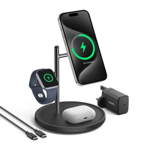 Anker MagGo 15w Wireless Charging Station (3-in-1 Stand) With Charger And Usb-c Cable