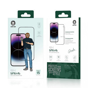 Green lion 9h steve hd glass clear protector 15 pro-15 pro max