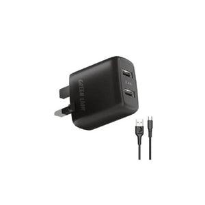 GREEN LION COMPACT WALL CHARGER DUAL PORT USB micro