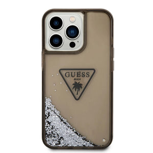 Guess liquid glitter beach case with triangle logo for iphone (14-15 series)
