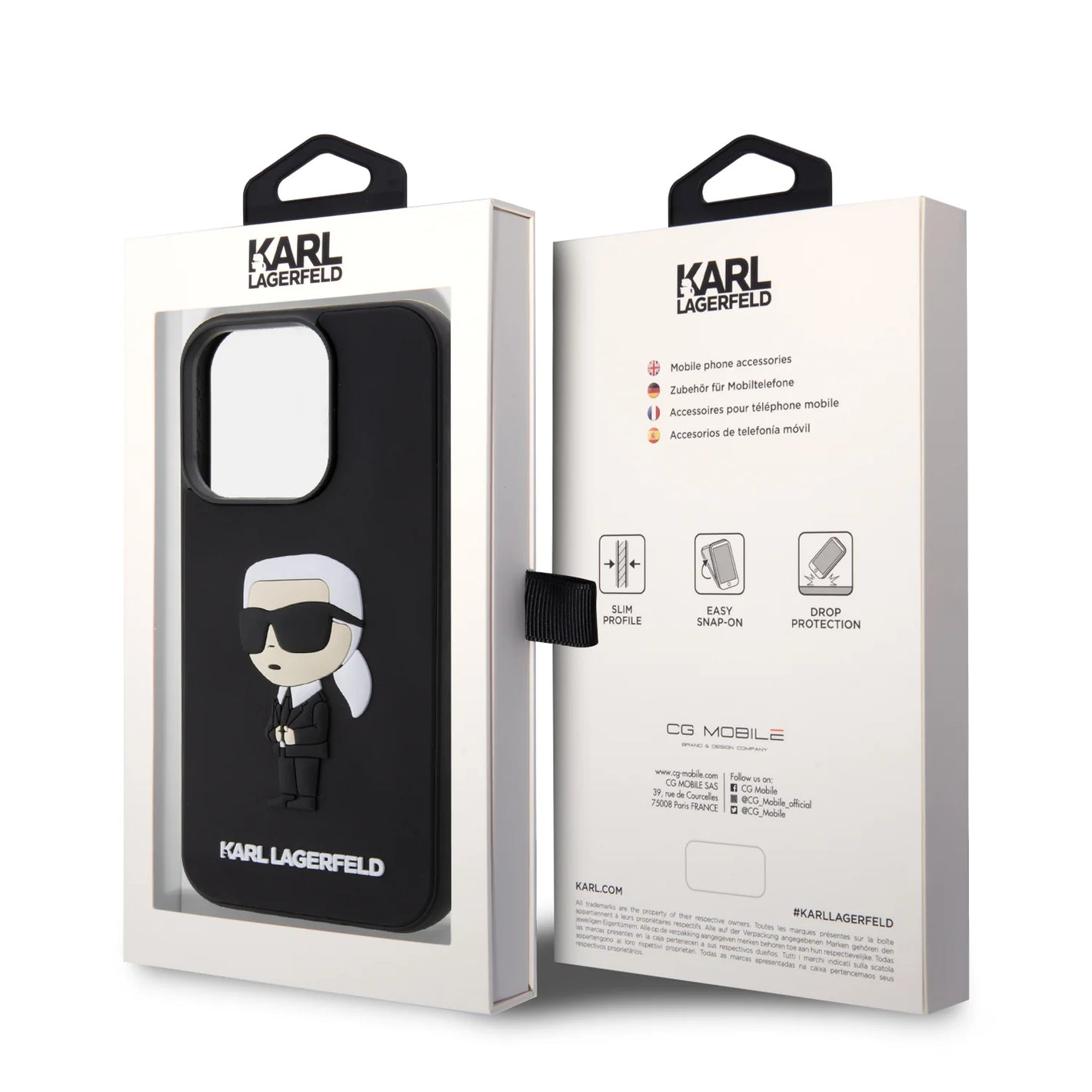 Karl Lagerfeld 3D Rubber Black Hard Case iphone 15 pro