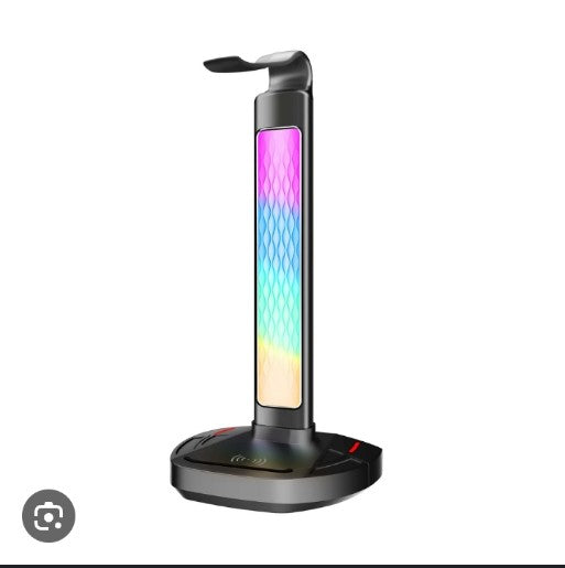 Porodo Gaming Headphone stand wireless charging & usb-c hub with 4 modes rgb lighting pdx527